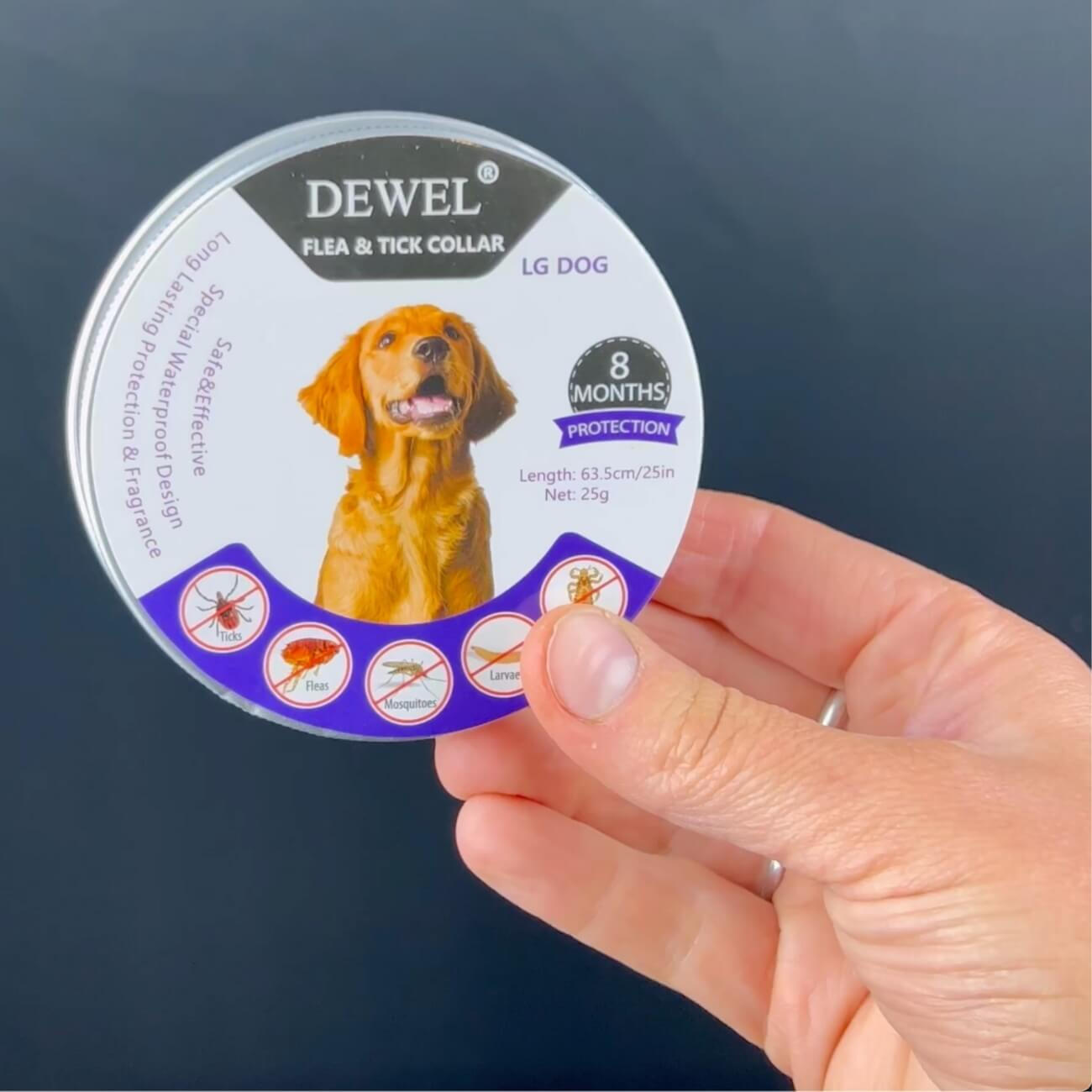 DEWEL Natural Flea and Tick Collar for Dogs — (8-Month Protection)